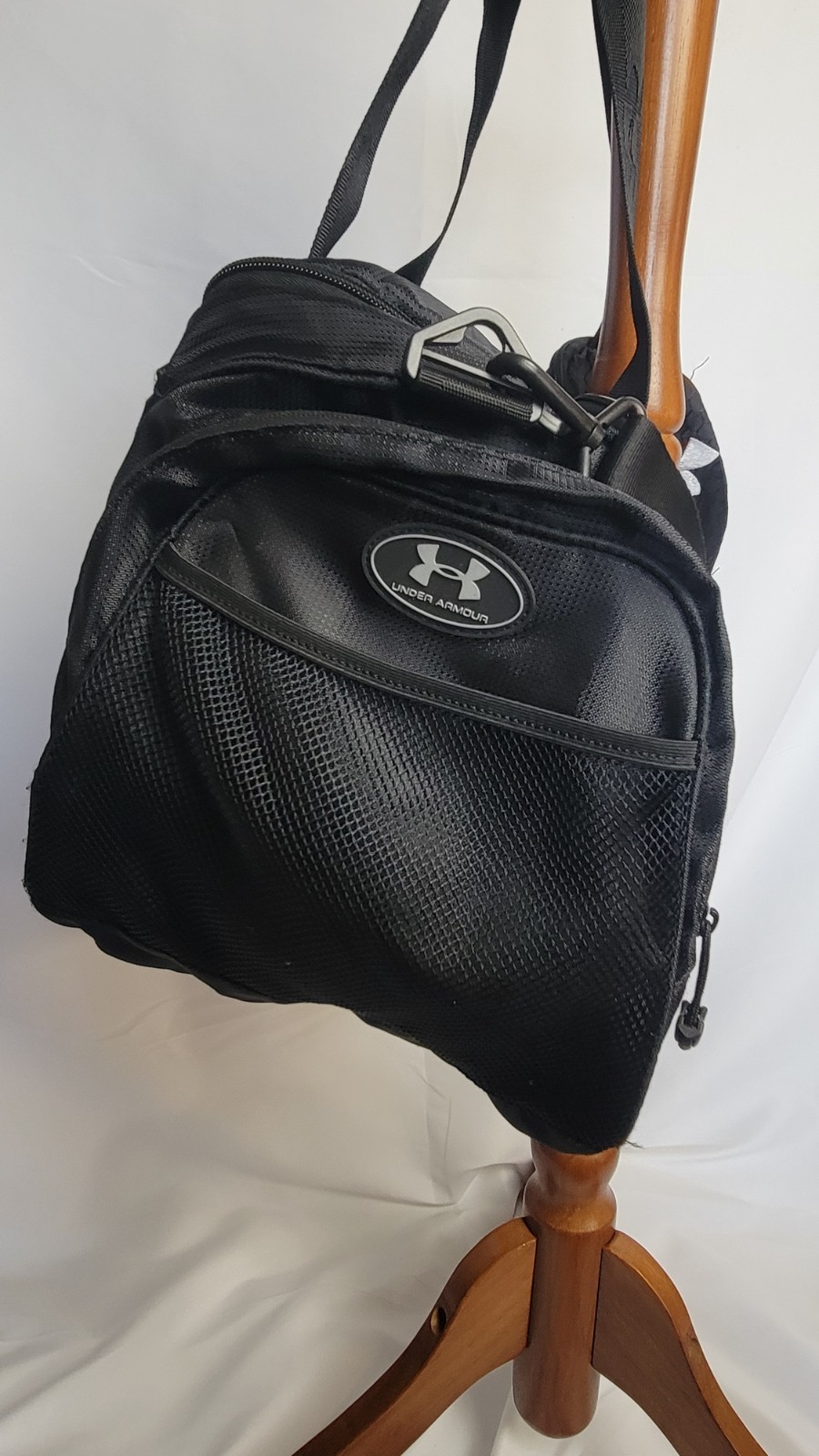 Under Armour duffel bag in black.