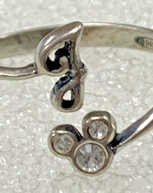 Round Cut CZ Mickey Mouse "G" Adjustable Initial Toe Ring SIZE 6.5 - 69R