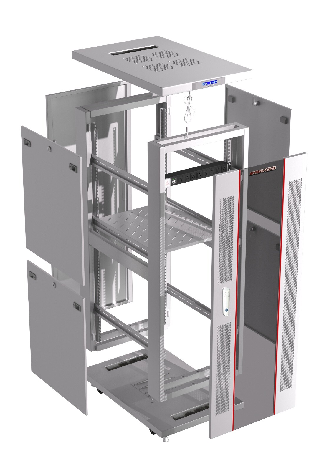 Sysracks 42U 35'' Deep IT Network Data Gray Server Rack Cabinet