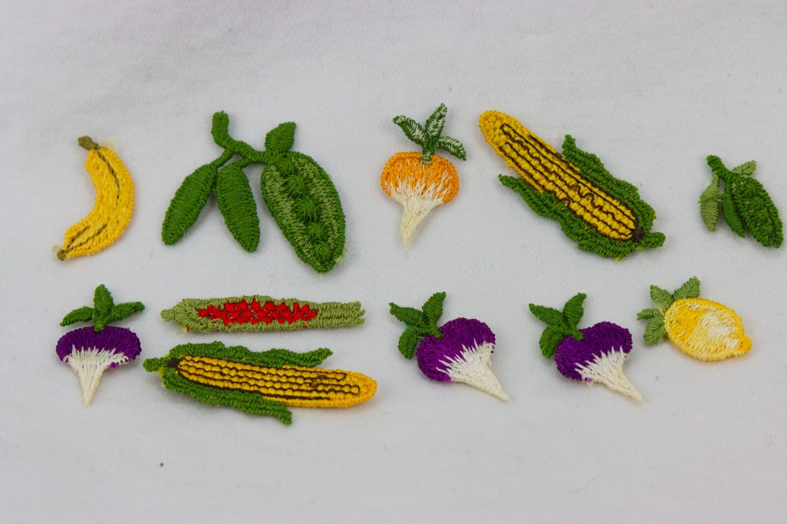 Mini Embroidered Vegetables, LOT OF 11