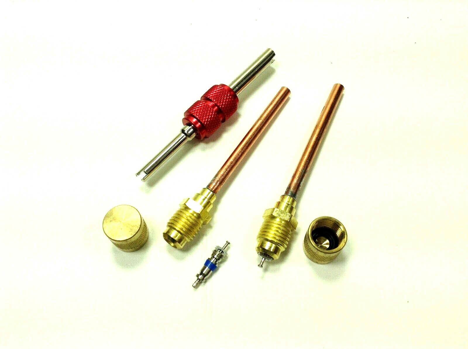 3/16 Universal Live Service Valves + Schrader Valve Core Tool & Brass Caps Hvac