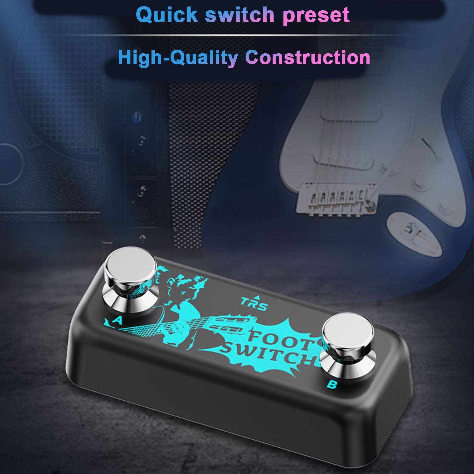 Dual Footswitch Pedal 2-Way Foot Switch Controller Ampero Blue