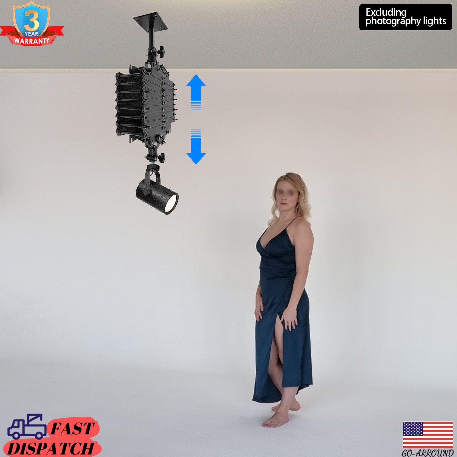 2M Drop Pantograph Studio Photography Ceiling Rail Photo Studio System Safe