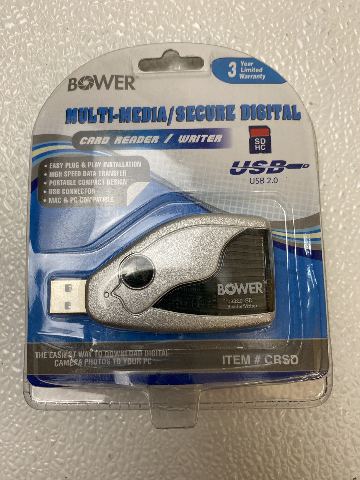 BOWER  Secure Digital Card SD Reader/Writer USB 2.0 CRSD
