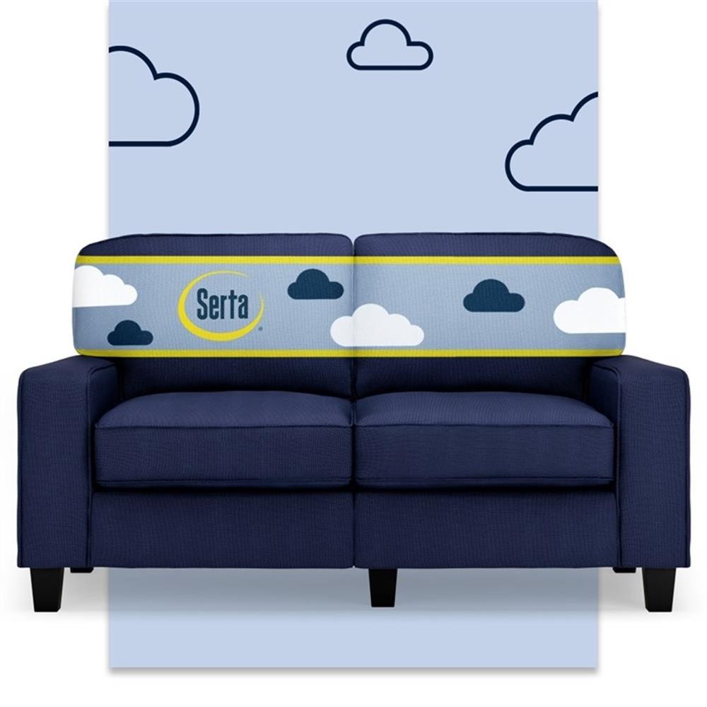 Bowery Hill 61" Track Arm Sofa Loveseat with Removable Covers Navy Blue