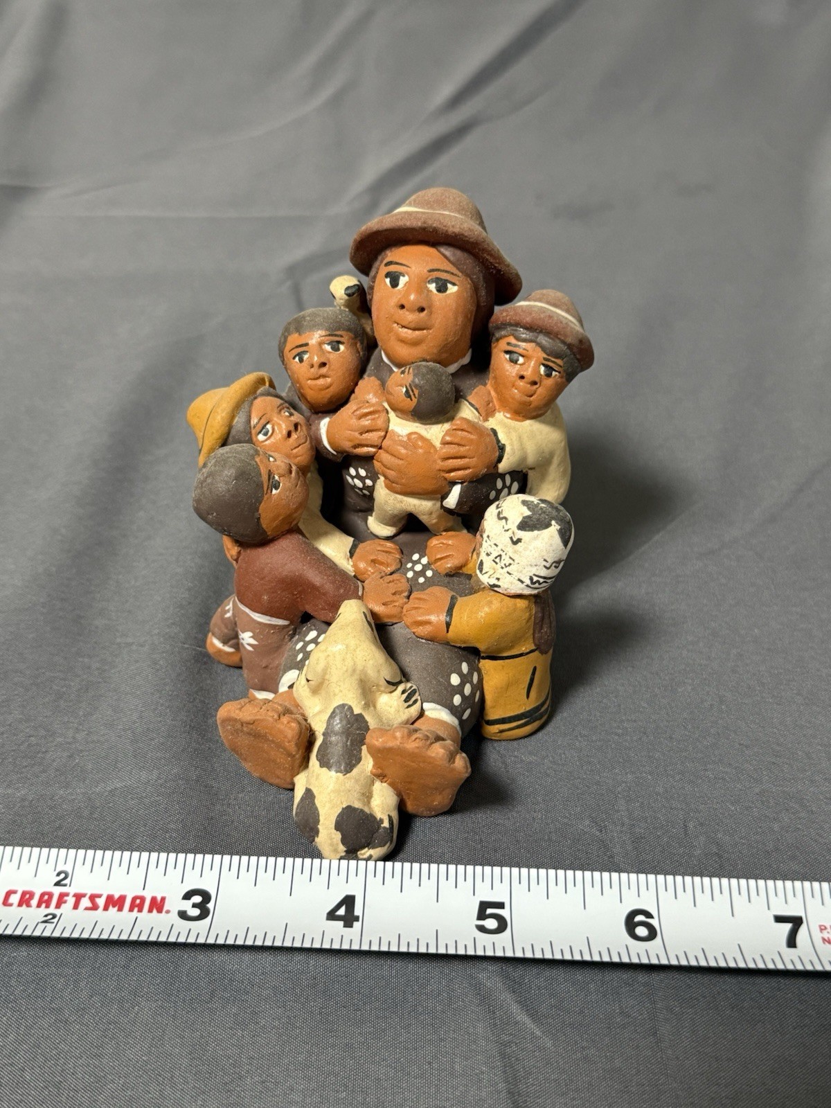 Manos Amigas Peru Terracotta Family Sculpture Folk Art Nativity Style – Repaired