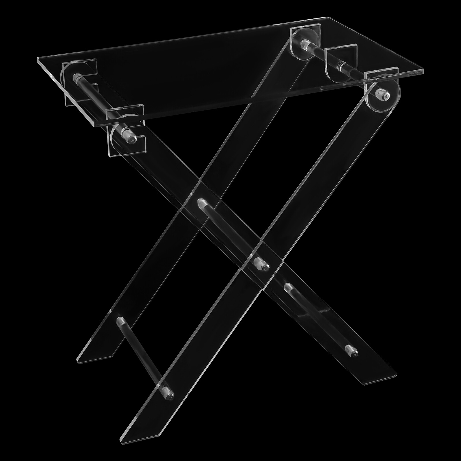 50cm/19.69in Folding Table Multifunctional Portable Acrylic Table X-Shaped Clear