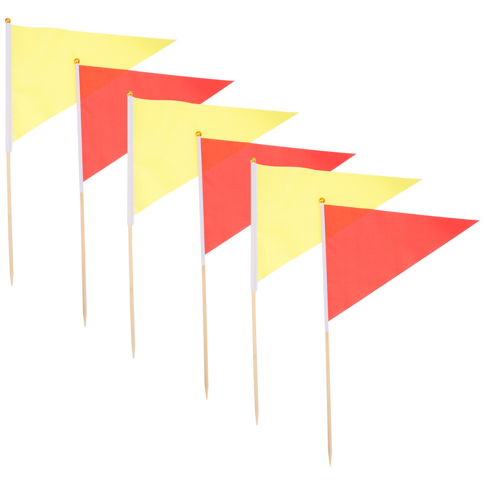 10 Pcs Polyester Triangle Bunting Golf Cart Flags Outdoor Red Stick