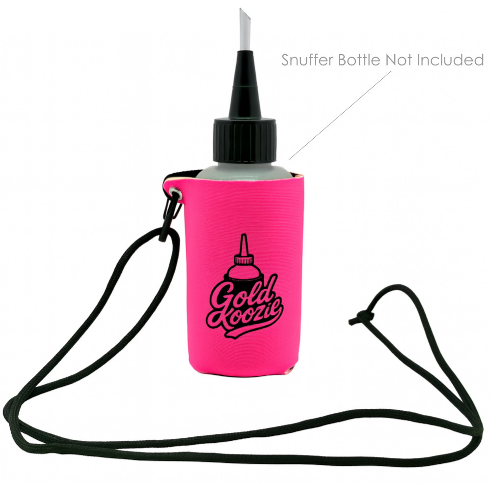 Gold Koozie Gold Snuffer Bottle Holder | Pink Neoprene Sleeve | Gold Prospecting
