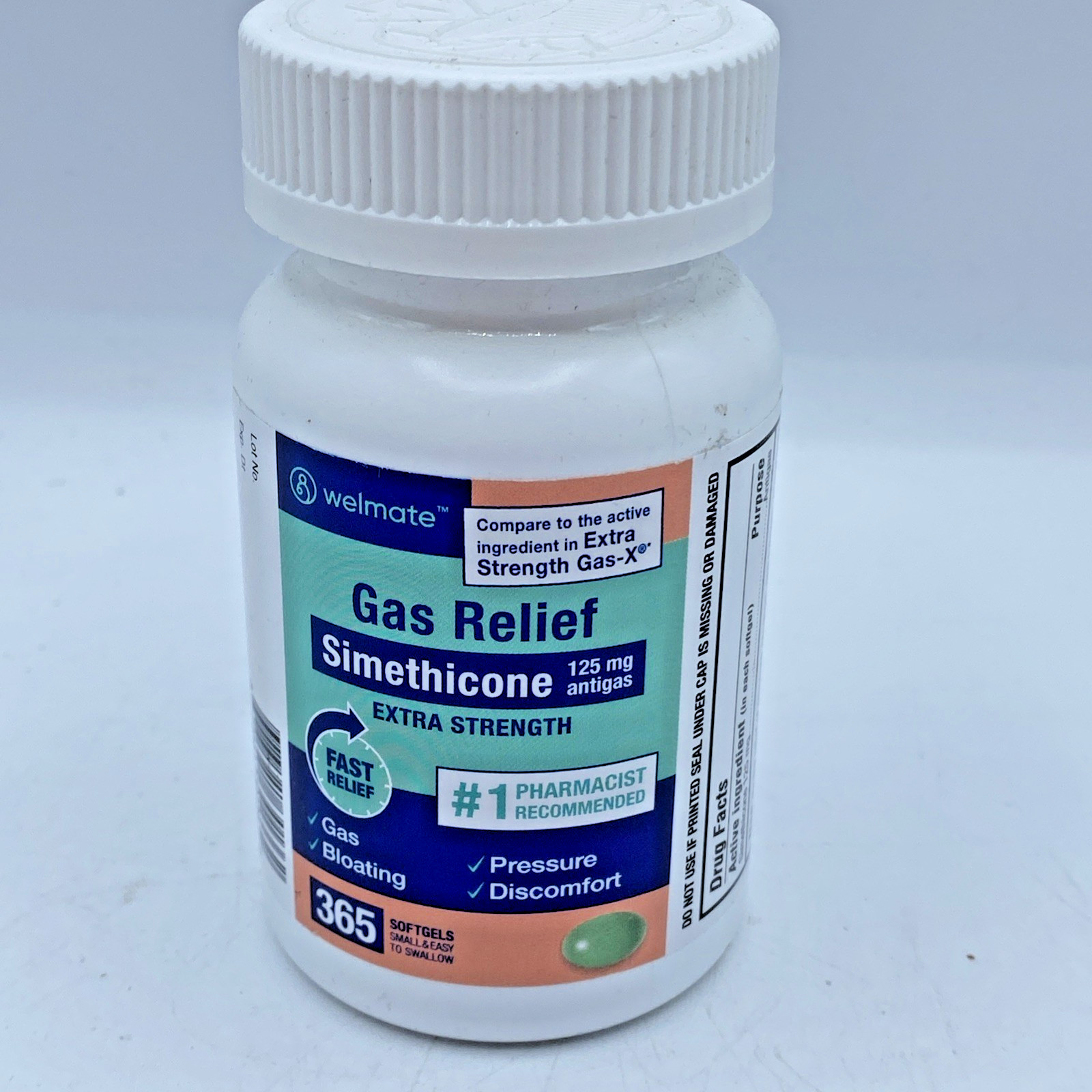 Welmate Simethicone 125mg Extra Strength Gas Relief IBS Bloating Support EXP7/26