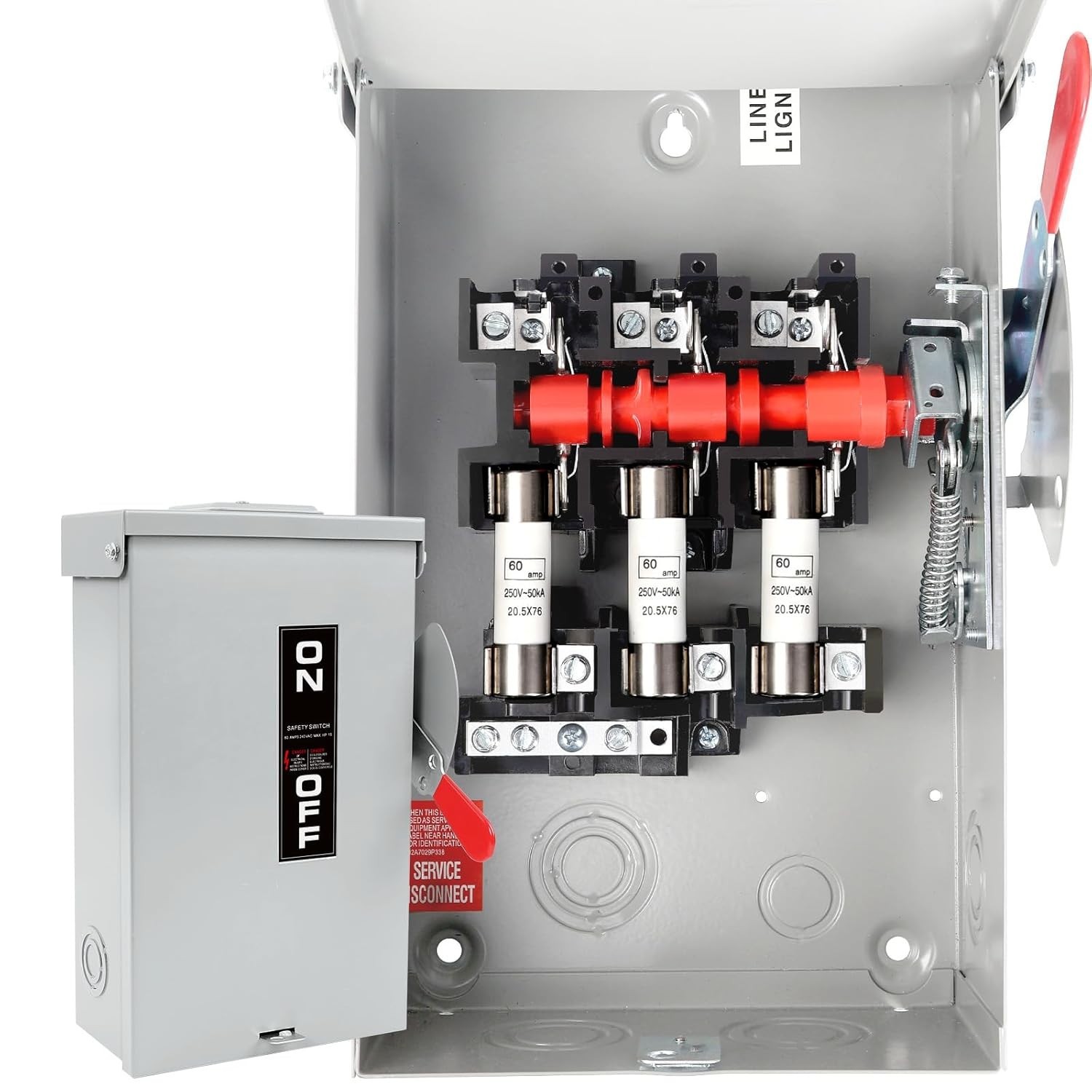 60 Amp Disconnect Box 2/3 Pole Fusible Safety Switch 110/240V NEMA 3R Enclosure