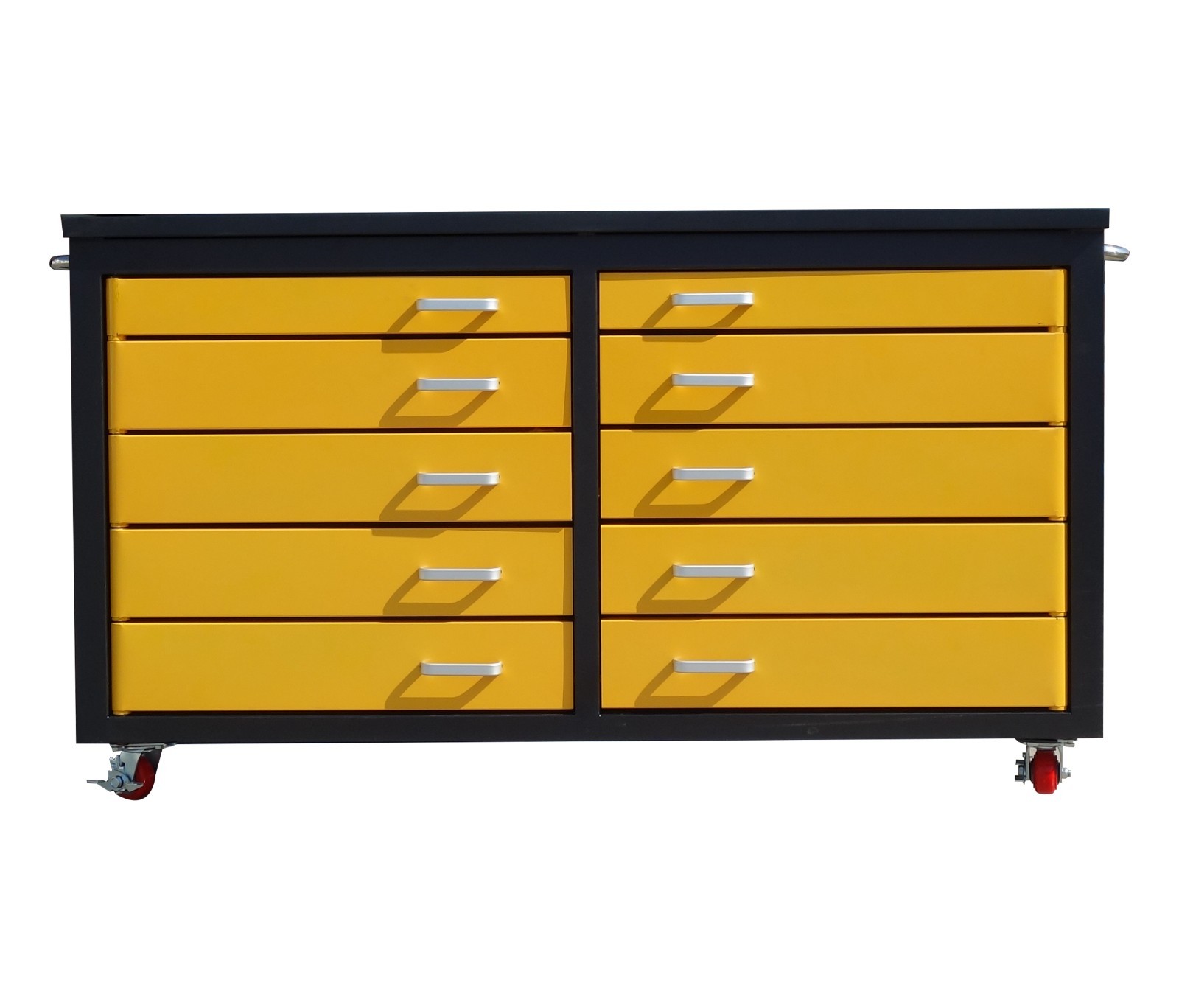 6FT Yellow Pro Duty Steel Workbench Workstation 10-Drawer Tool Cabinet w/ Wheels