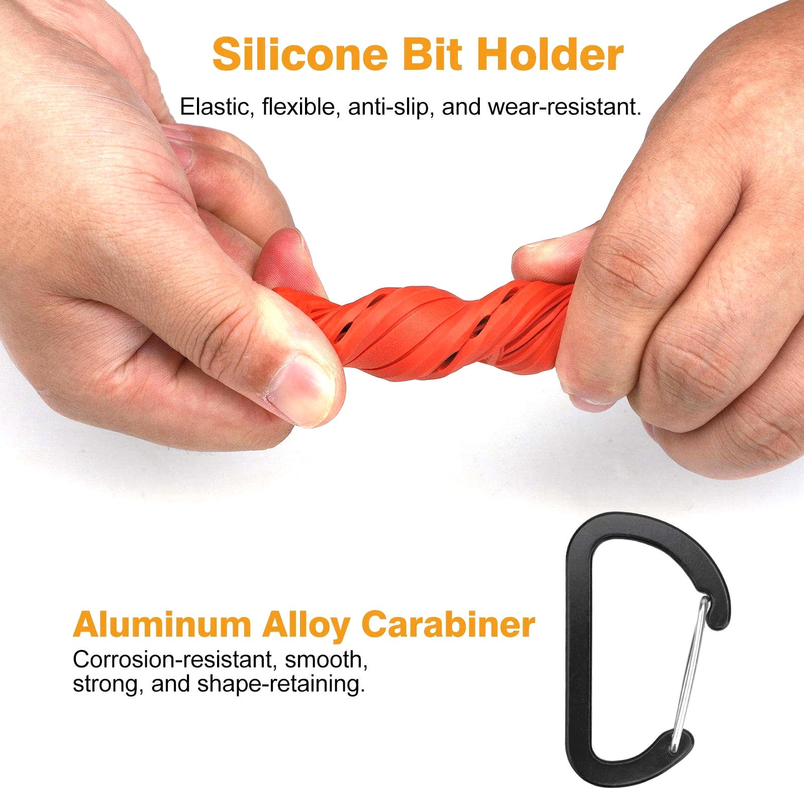 3x 1/4" Hex Bit Holder Storage Rail Color Coded Bit Organizer With Carabiner