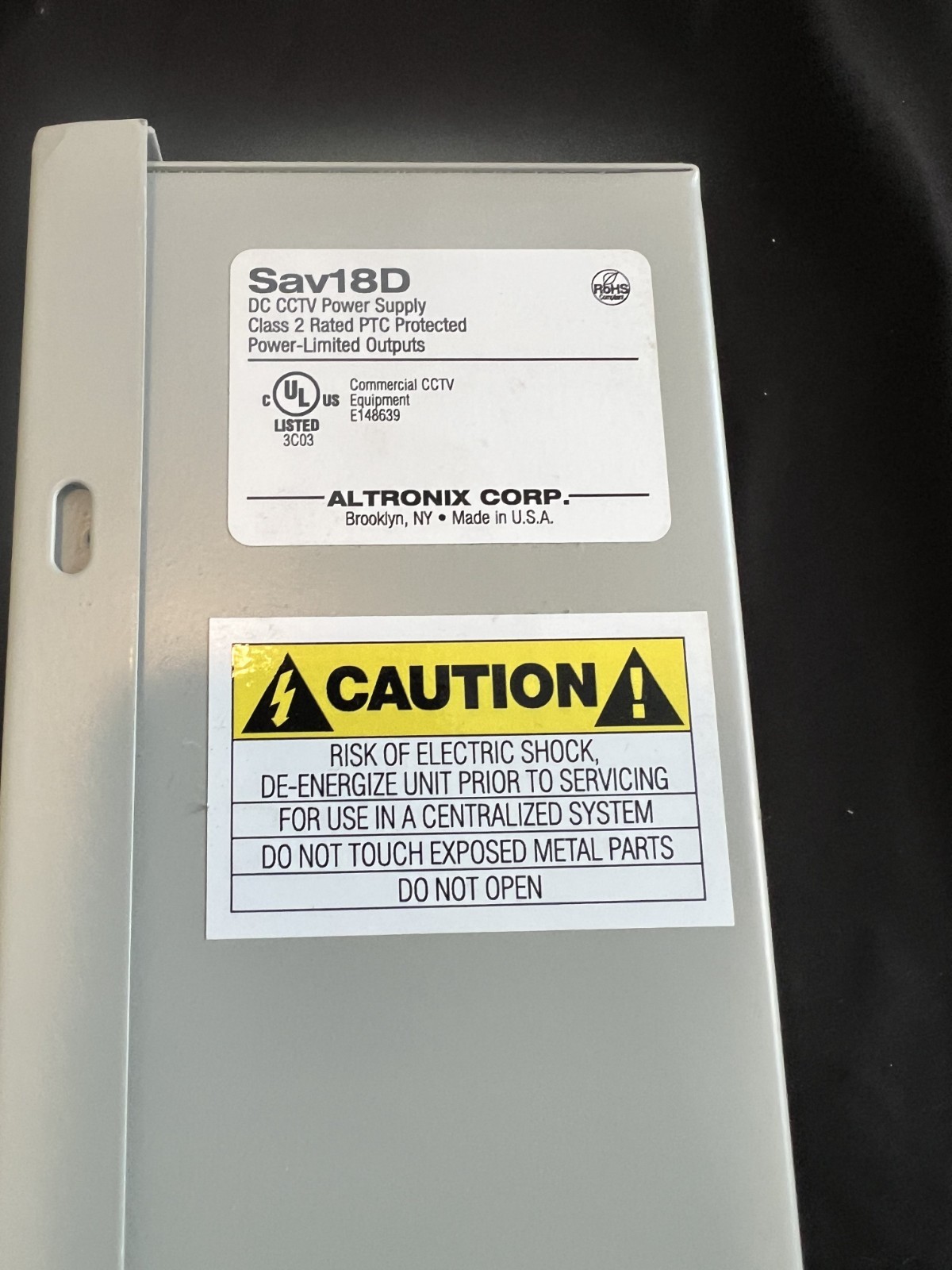 Altronix CCTV Power Supply, 18 PTC Class 2 Outputs, 12VDC @ 5A, 115VAC SAV18D