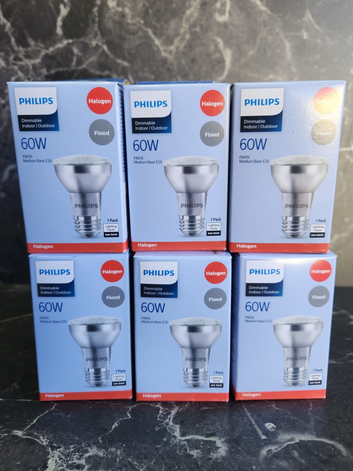 PHILIPS 60PAR16/HAL/ Meduim Base E26 60w 120V Light Bulbs 6 Pack