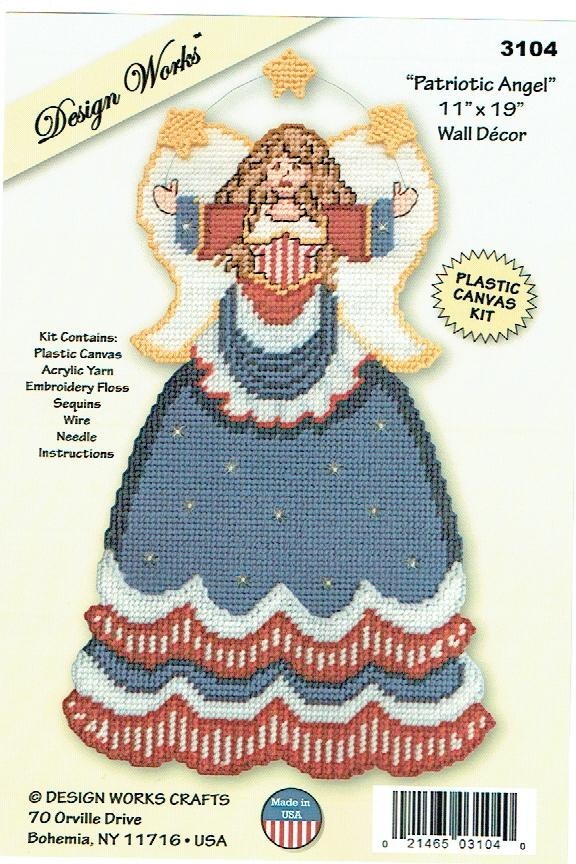 PATRIOTIC ANGEL WALL HANGING  plastic canvas  PATTERN (#TF0472)