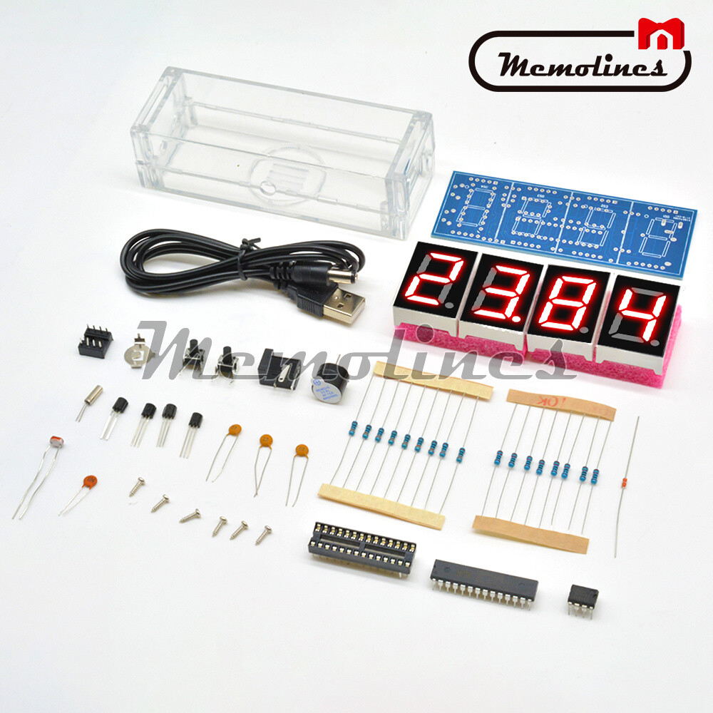 DC 5V LED Electronic 4-Bit Digital Temperature Thermometer Clock DIY Kits