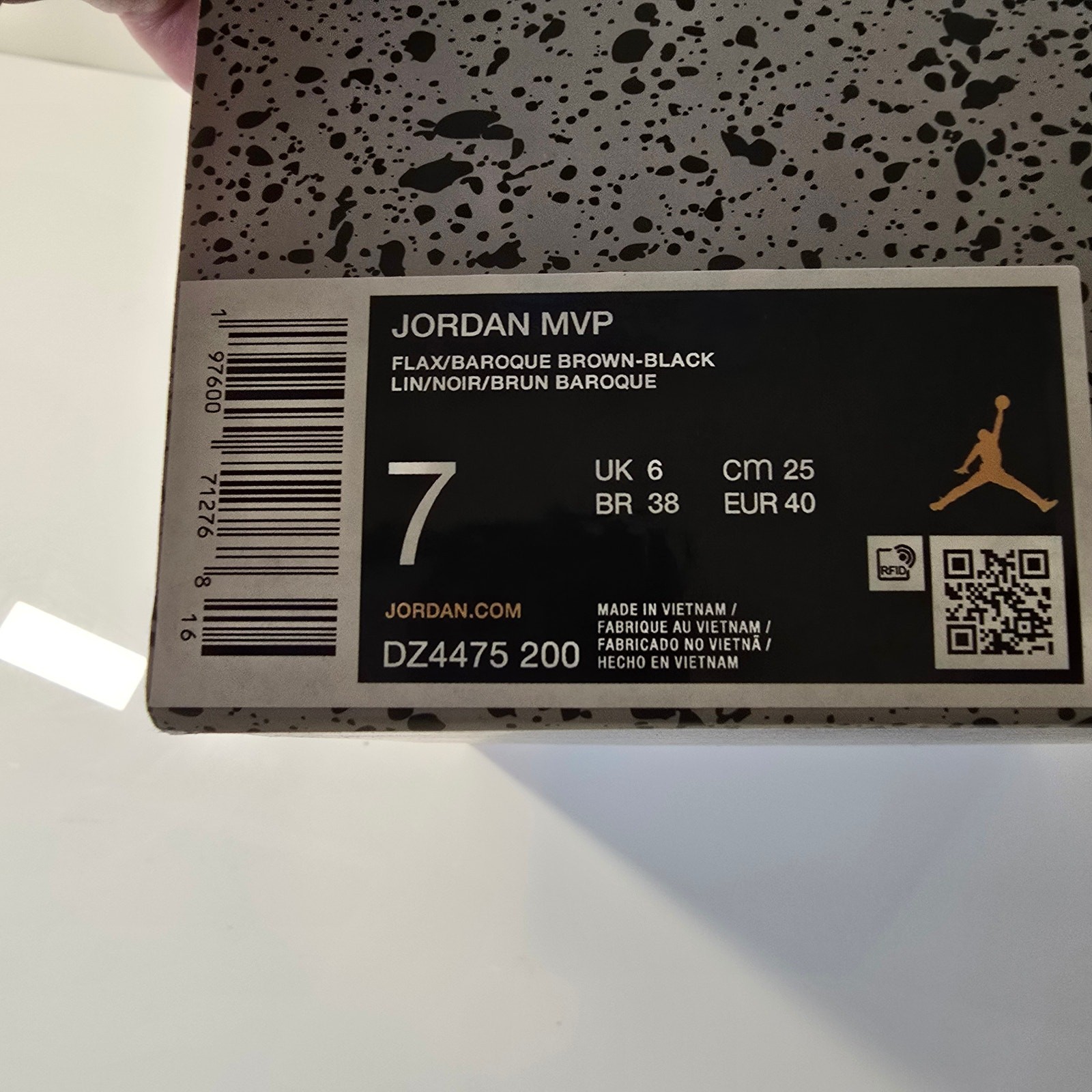 Jordon MVP Flax Baroque Black Size 7