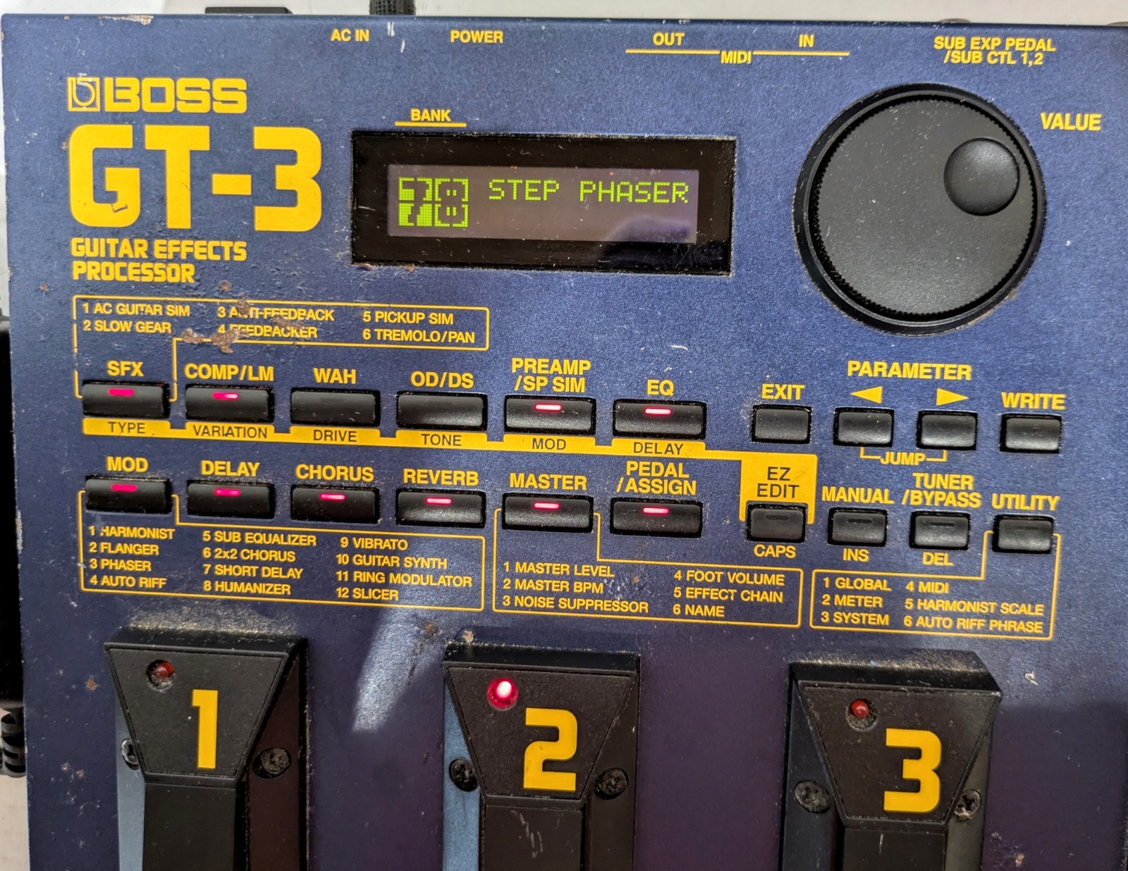 BOSS GT-3 Guitar Effects Processor Multiple Effects Pedal Powers Up Parts Repair