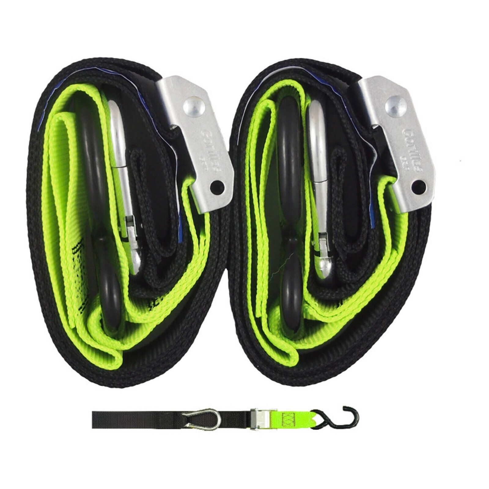 Gorillas Grip Motorcycle Motorbike Tie Down Straps Black/Green 38mm GGTD4BG