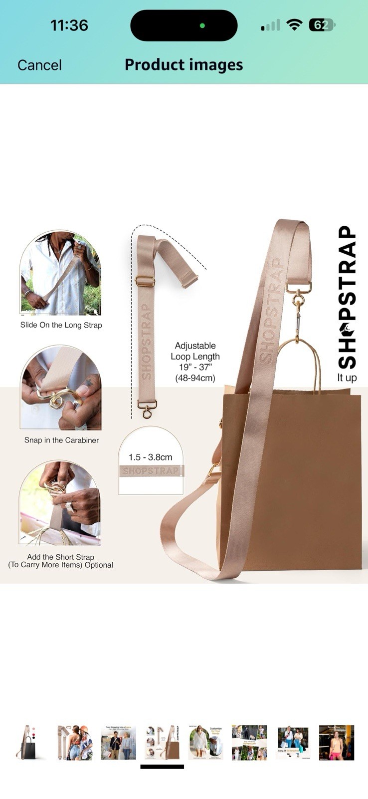 Shopstrap Versatile Hands-Free Shopping Bag Crossbody Strap