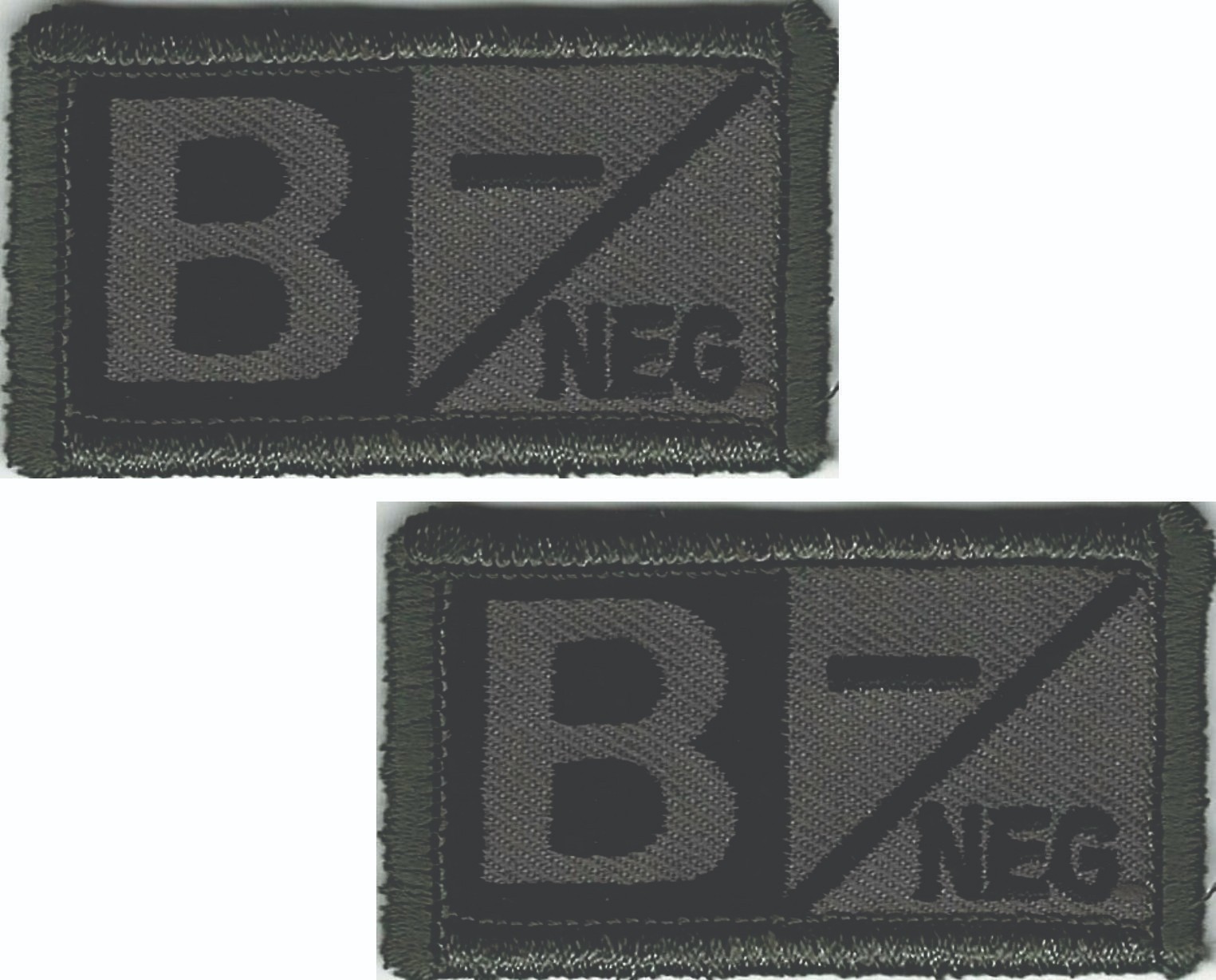 B- Negative Blood Type Patch Pair ACU Grey Black For VELCRO® BRAND Loop Fastener