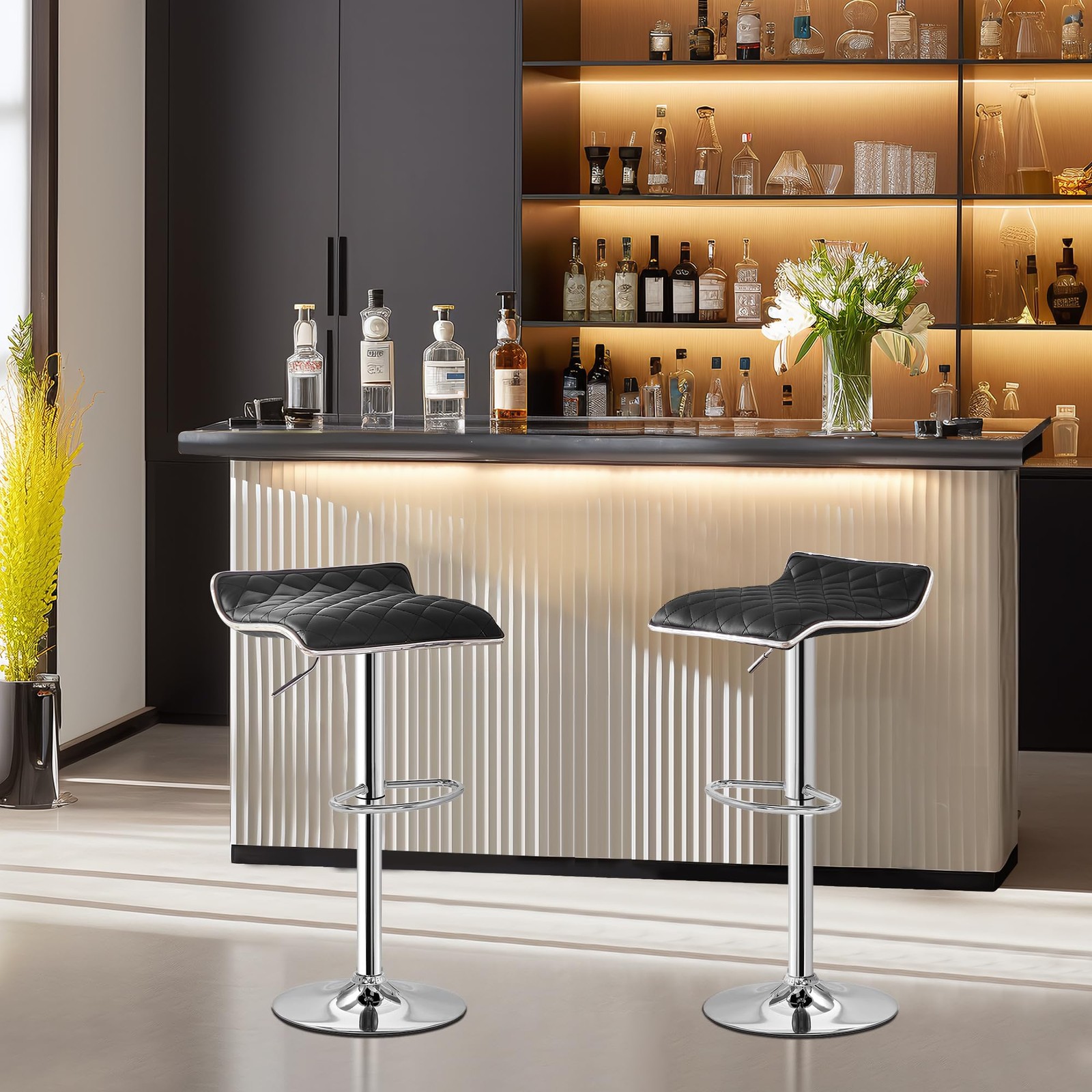 Adjustable Bar Stools Set of 2, Bar Height Stools for Kitchen Counter