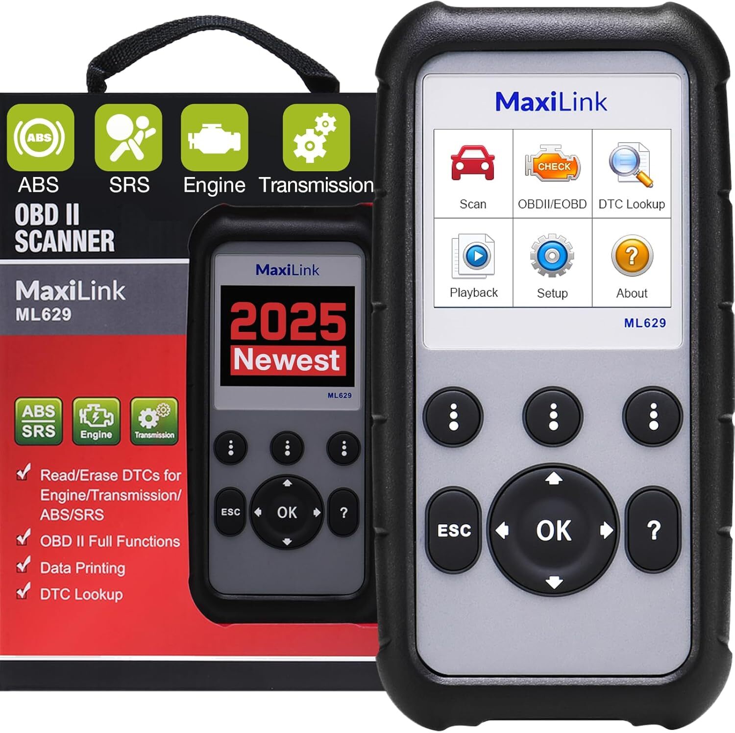 2026 Autel ML629 OBD2 Scanner ABS SRS Engine Transmission Auto VIN Code Reader