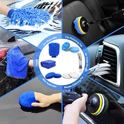 27Pcs Car Detailing Kit, Car Cleaning Kit, Car Detailing Brush Set, 27PCS-Blue
