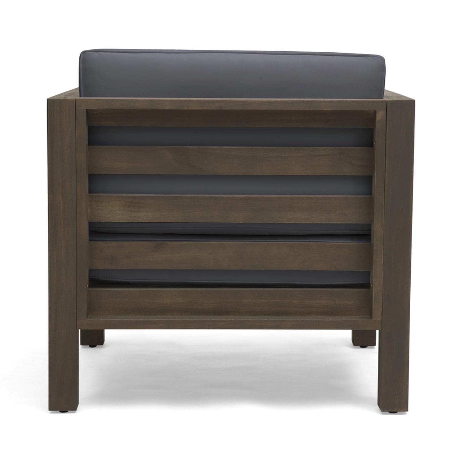 Club Chair - Mid-Century Modern Acacia Wood Design with Water-Resistant Cushions