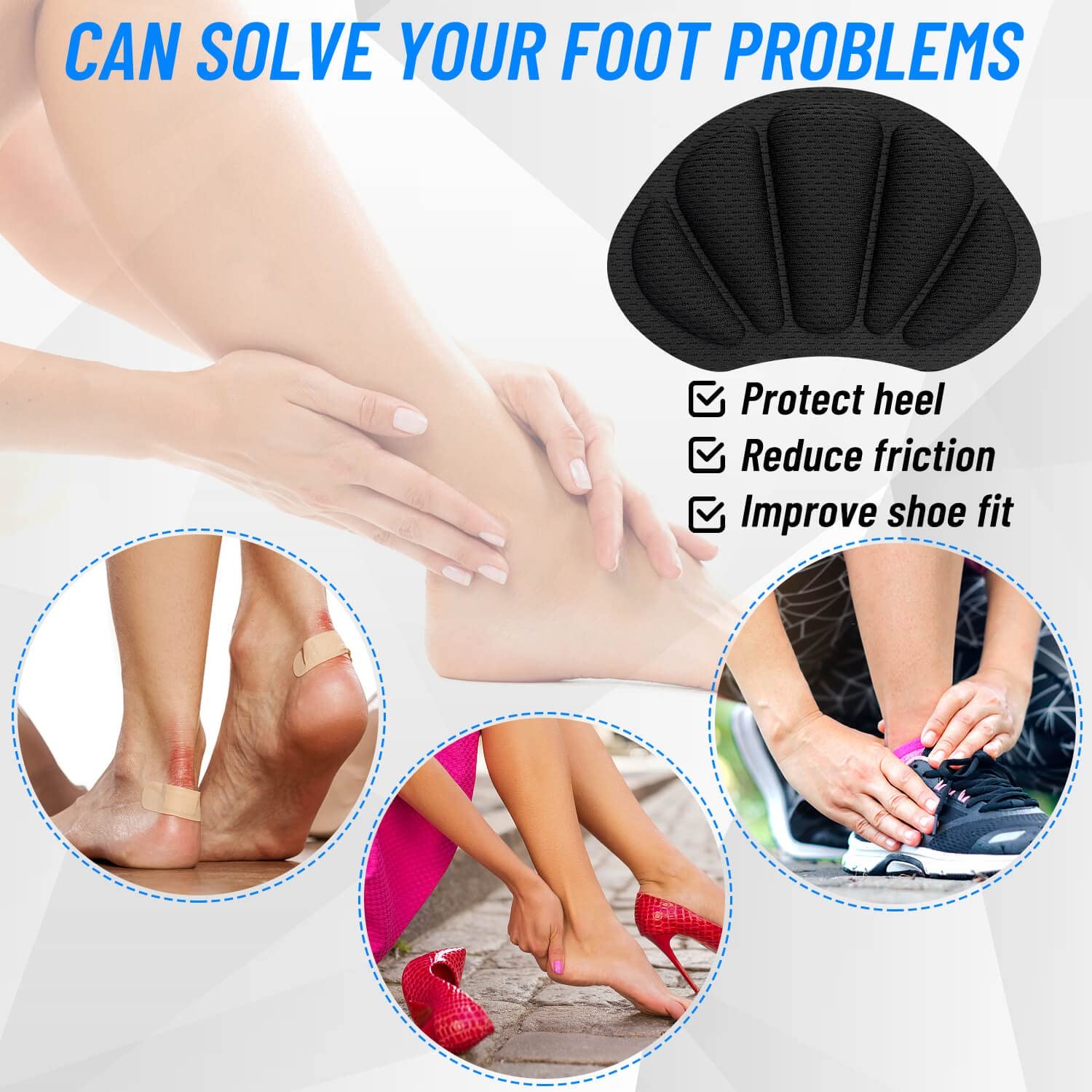 Heel Cushion Inserts - 8 Pcs Self-Adhesive Pads for Comfortable Fit
