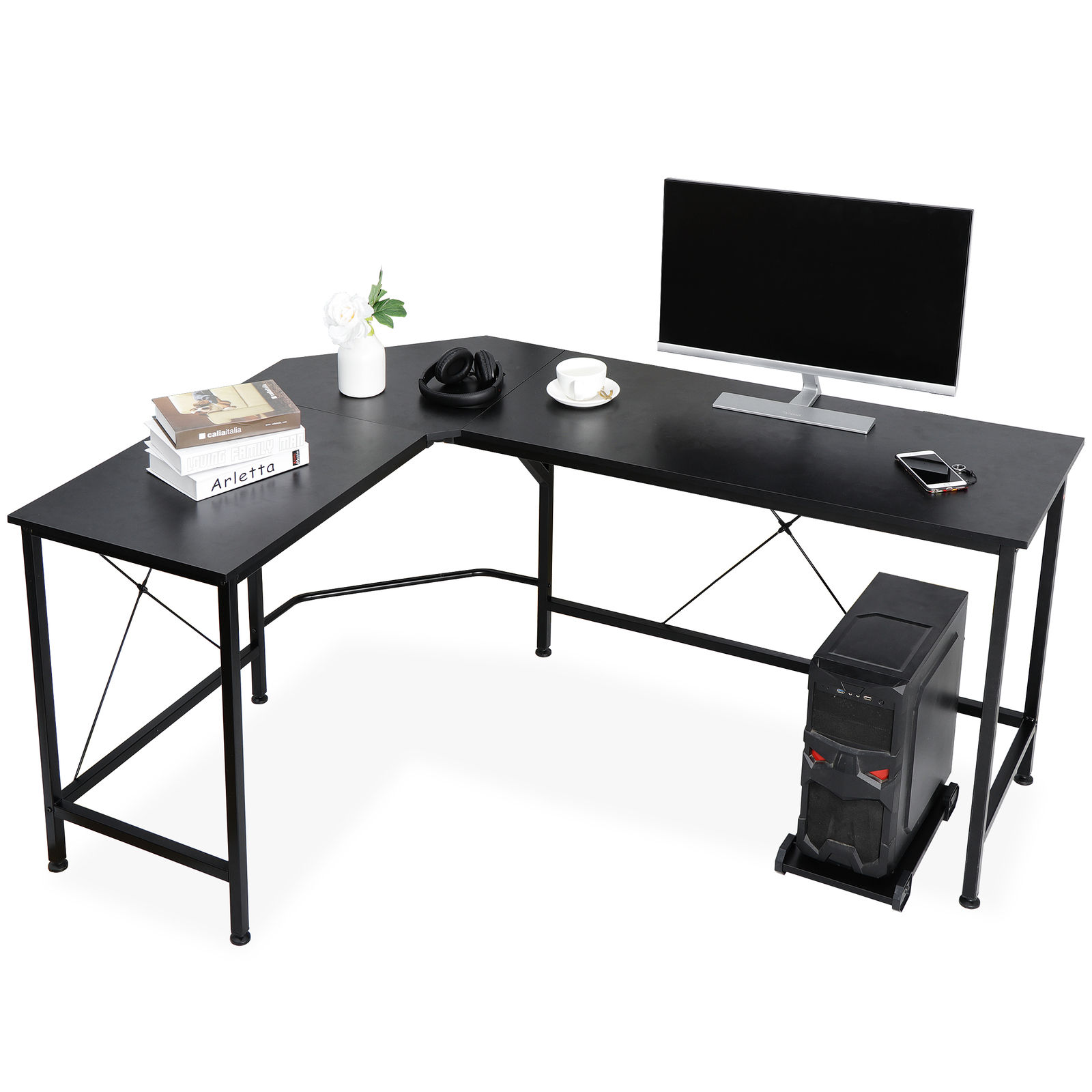 L-Shape Computer Desk Coner Study Writing Table Workstation PC Home Laptop 66"