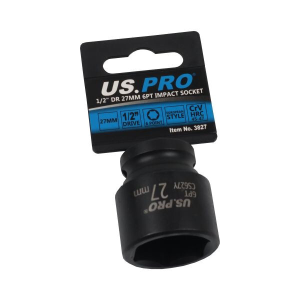 US PRO 1/2" Drive 27mm Shallow Impact Socket 6PT 42mm Euro Heavy Duty Tool