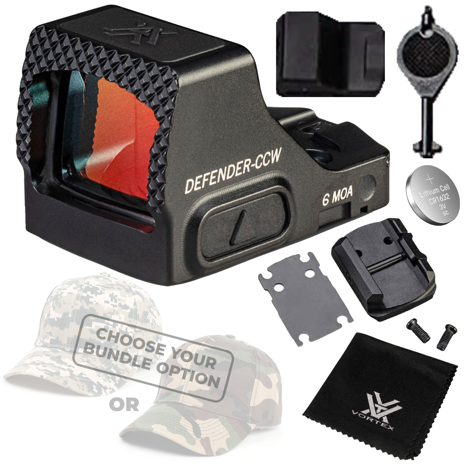 Vortex Optics Defender-CCW 6 MOA Red Dot DFCCW-MRD6 with Free Hat Bundle