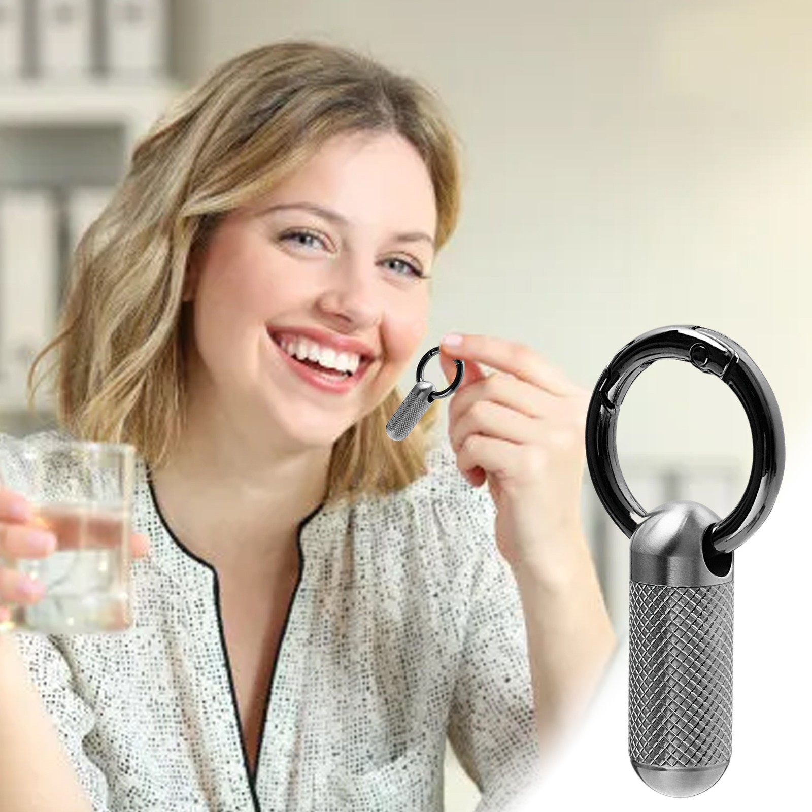 Mini Titanium Waterproof Emergency Capsule Box Pill Case Keychain Pendant Bottle