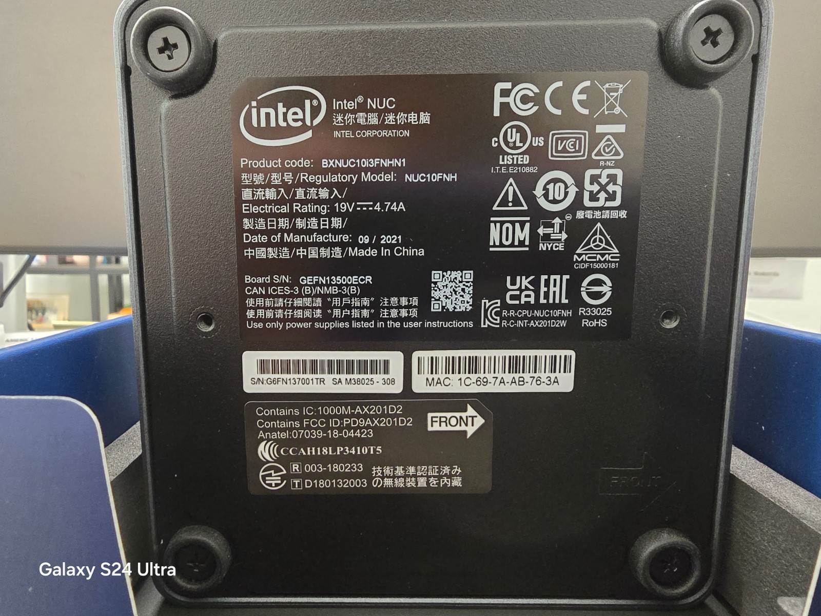 NUC CPU NUC10i3FNH