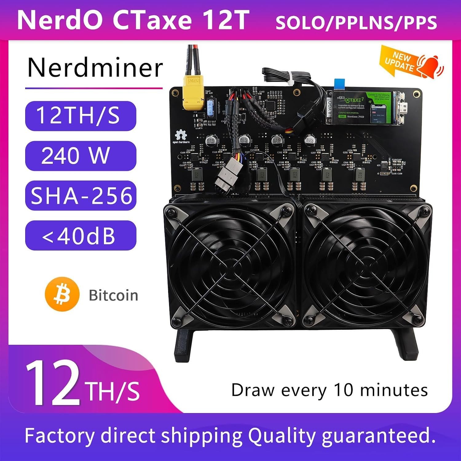 NerdOctaxe Rev 3.1 12TH/s ASIC Bitcoin/SHA-256 Miner - Mint Condition