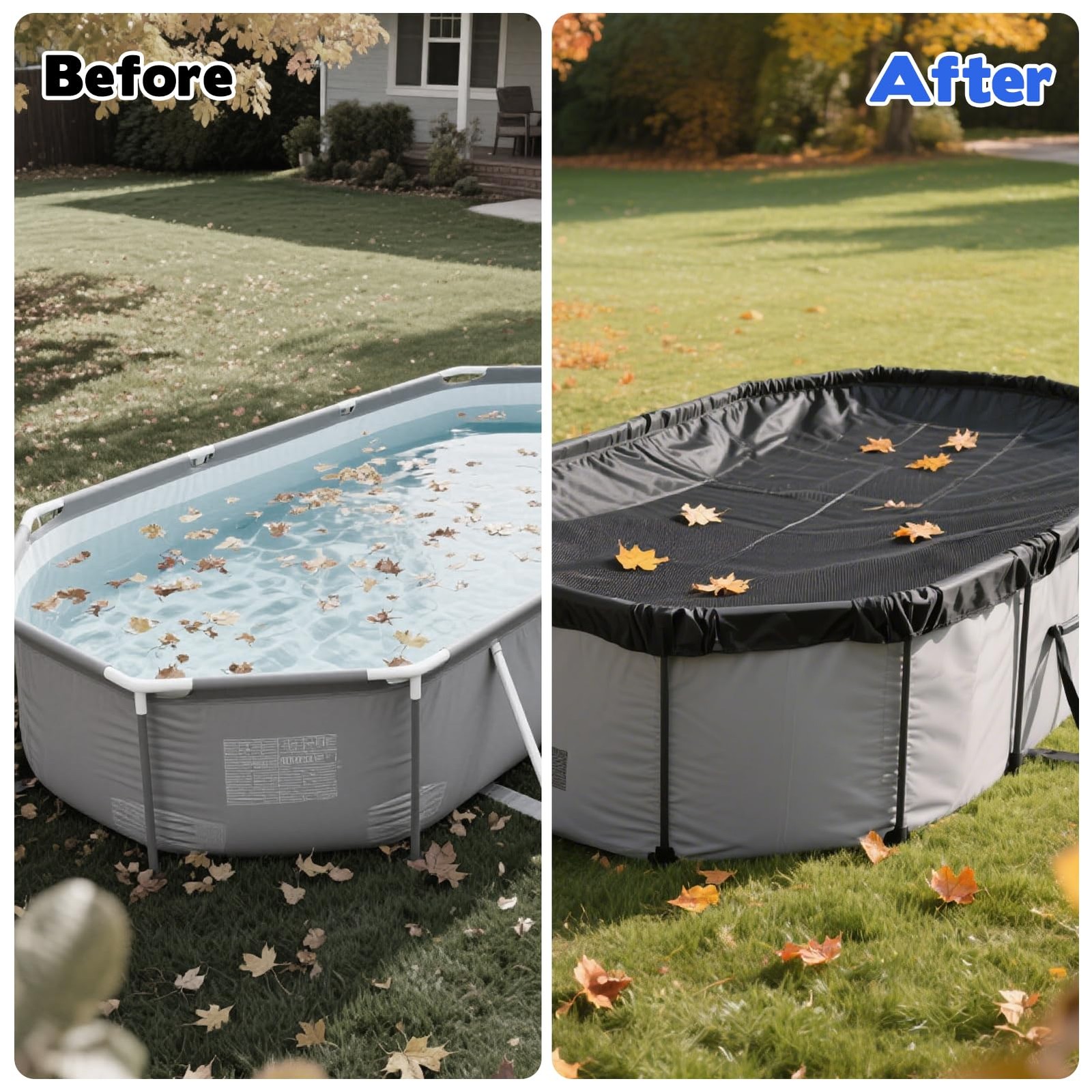 10' x 16' Oval Pool Leaf Net Cover with String, Winter 12 x 18 ft, Blue
