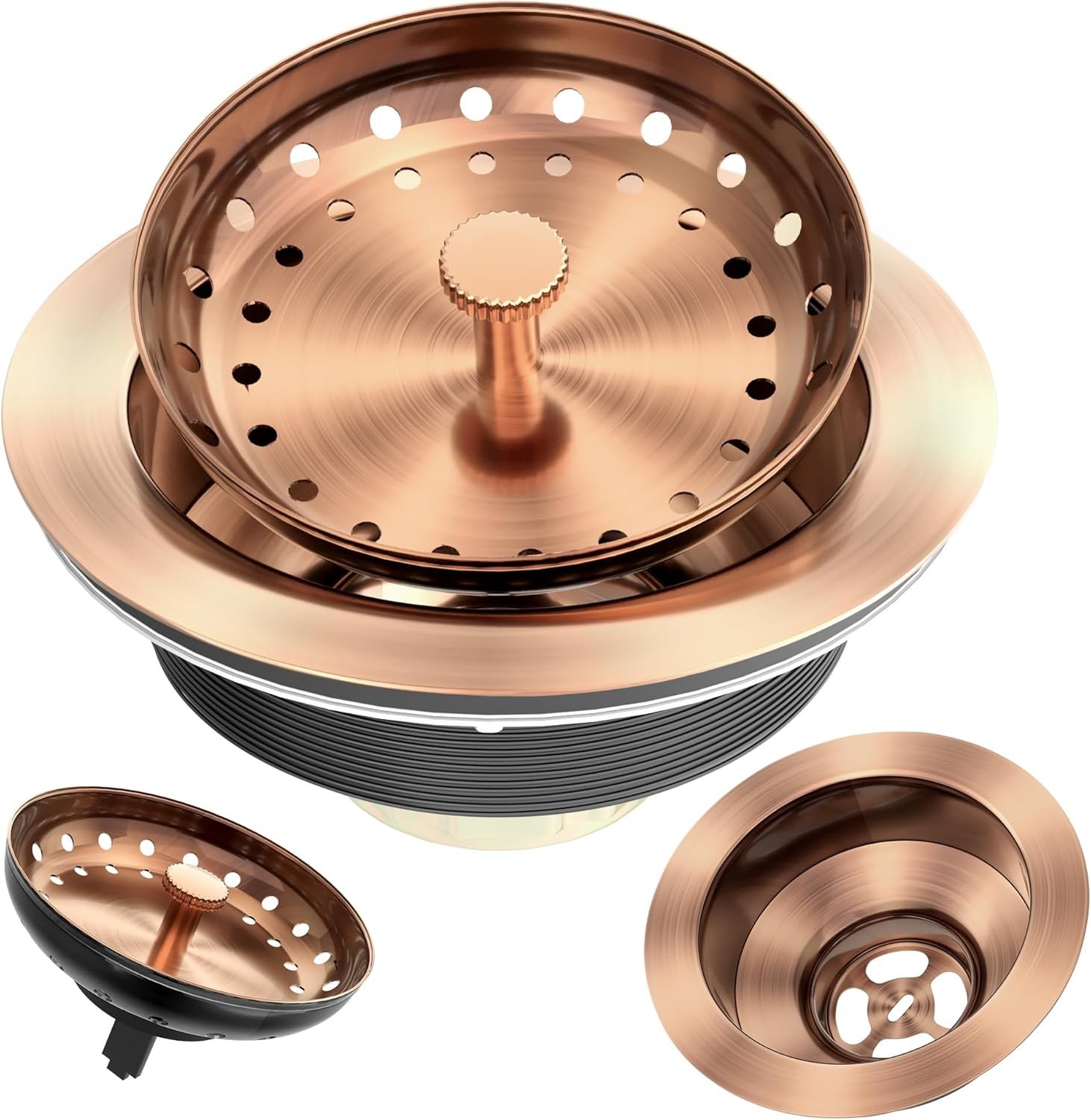Kitchen Sink Drain Copper 3-1/2 Inch Stainless Steel Kitchen Drain Strainer Asse