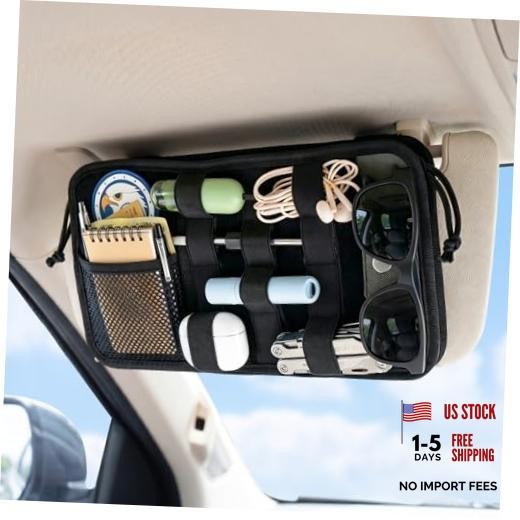 Car Sun Visor Organizer, 1000D Nylon MOLLE Pouch with Zipper Black | 1 Pack