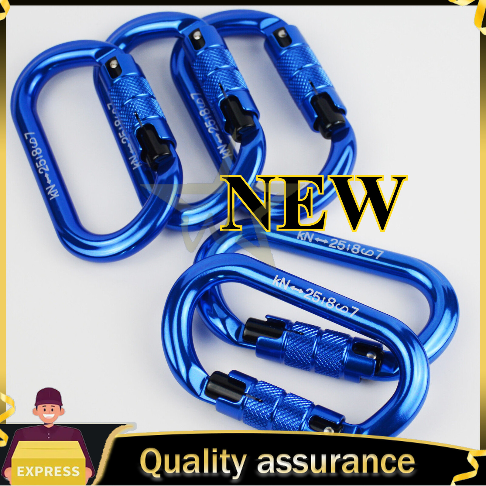 5pcs Carabiner Clip Hook Locking Equip 25KN Rock Climbing Tree Caving Aluminum