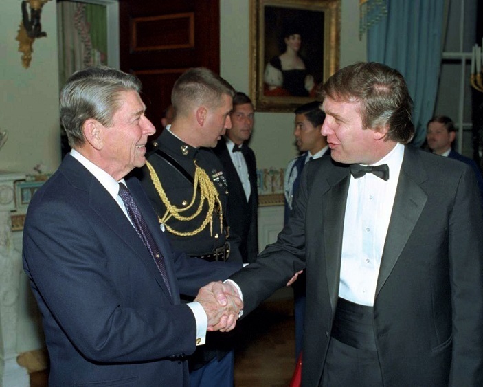 Donald J Trump with President Ronald Reagan 1987 Reception 8"x 10" Photo