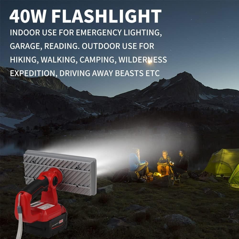 40W 4200LM LED Flashlight Work Light for Milwaukee 18V Lithium Batteries w/ USB