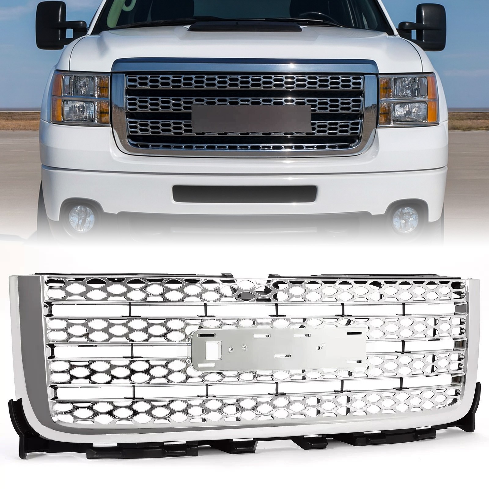 For 2011-2014 GMC Sierra 2500 HD /3500 HD Denali Style Chrome Front Upper Grille