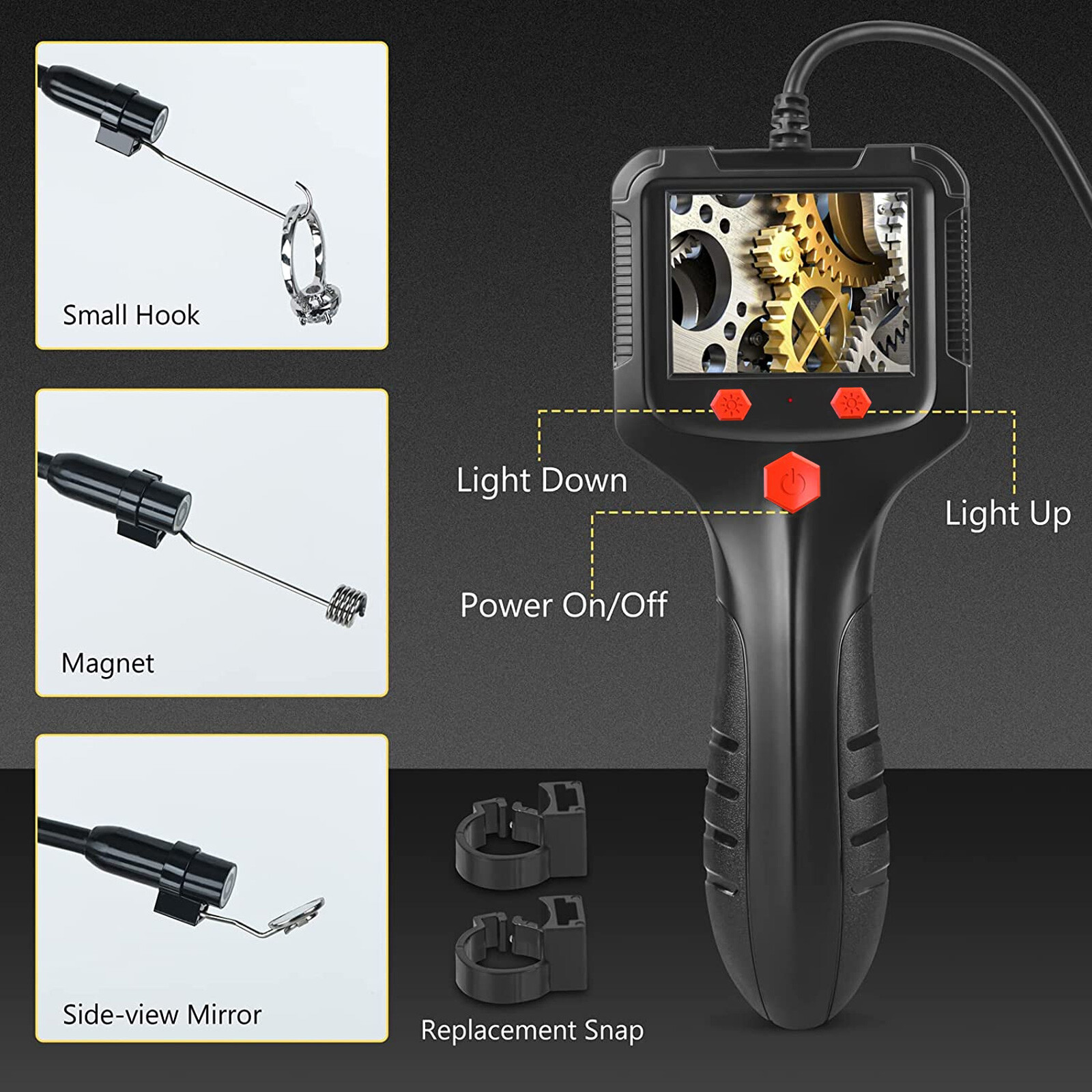 HD 1080P LED Handheld Industrial Endoscope Borescope 8mm Inspection Snake Camera