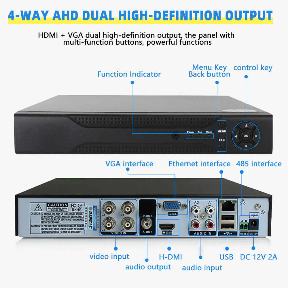 5MP Wired Security Camera System DVR 1080P Outdoor 8CH H.265+ CCTV Wifi DVR Kit