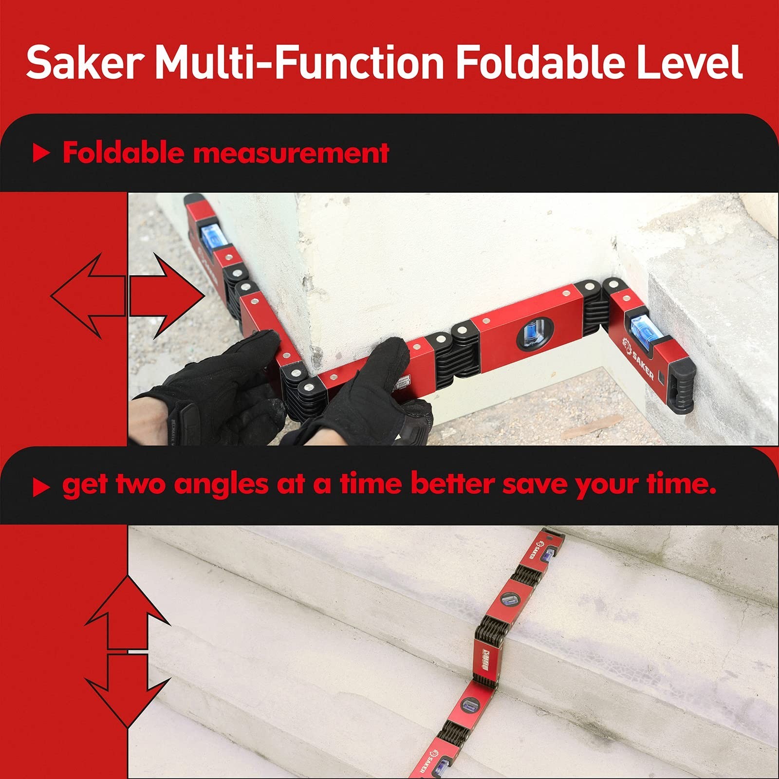 Multi-Function Foldable Level Tool - 28-Inch, Precise Multi-Angle Measurement, I
