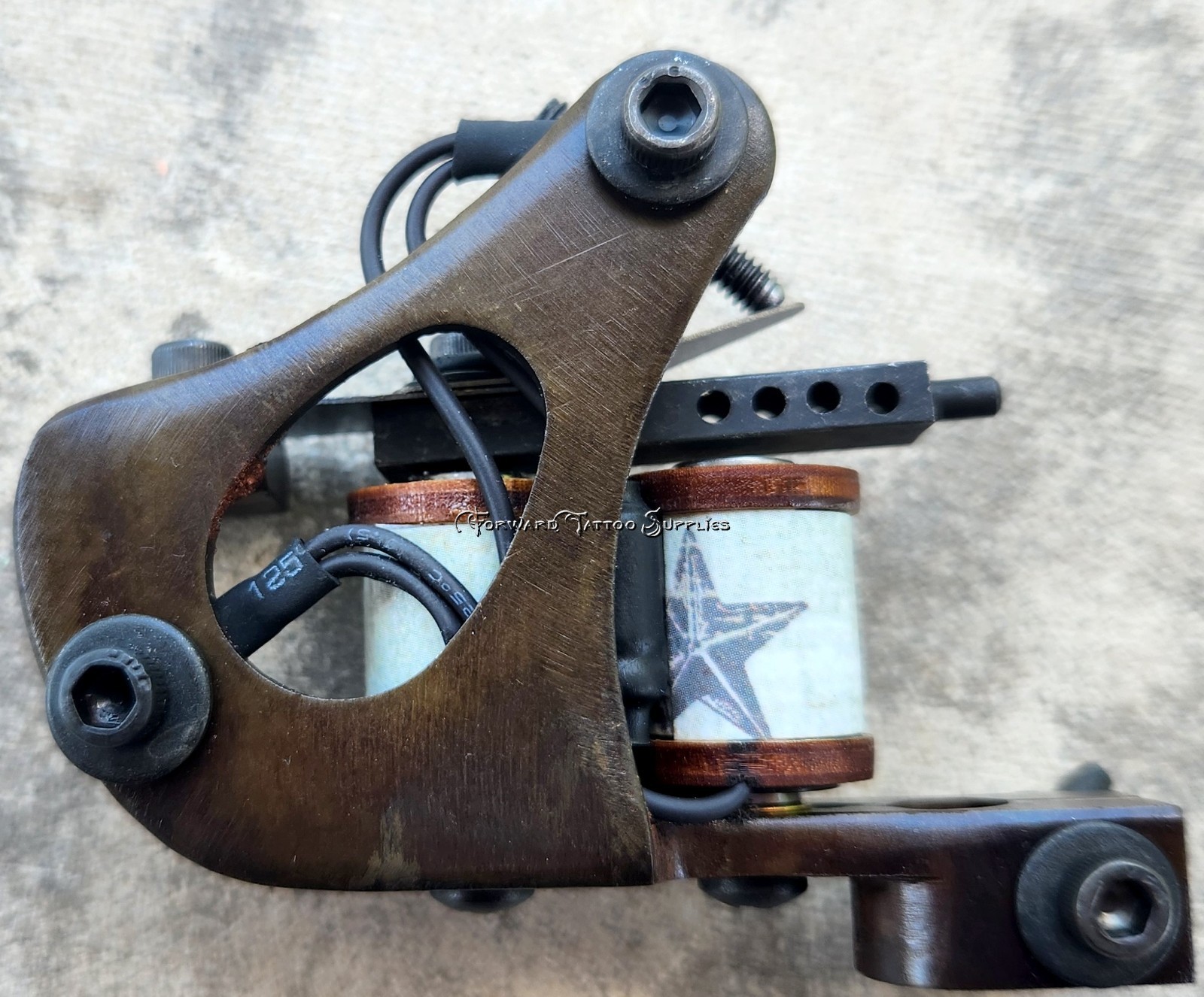 Heat Treat Shorty Jensen Liner Tattoo Machine Wood Nautical Star Coils Handmade