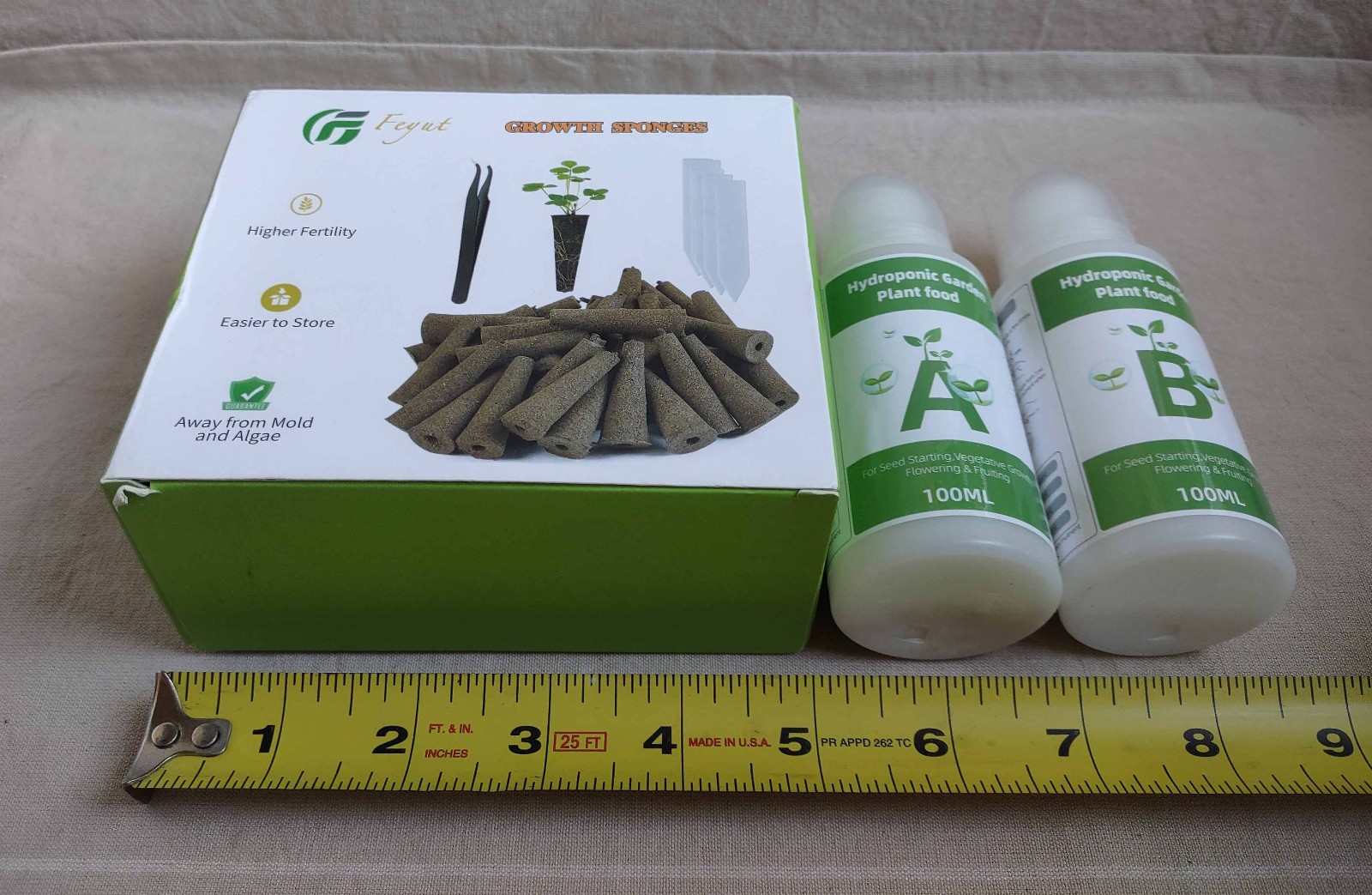 Seed Root Starter - 30pcs Grow Sponge Kit + Plant Food (A & B), NEW