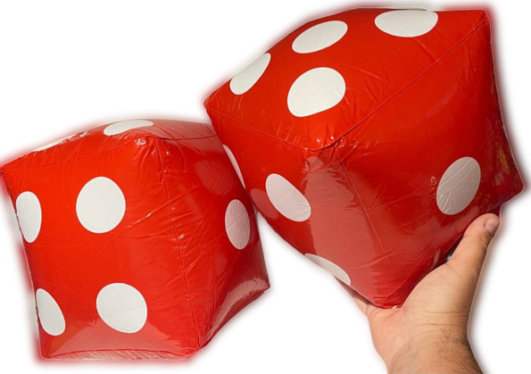 2 JUMBO INFLATABLE DICE Giant 12" Blow Up Red Die Poker Night Party Casino Magic